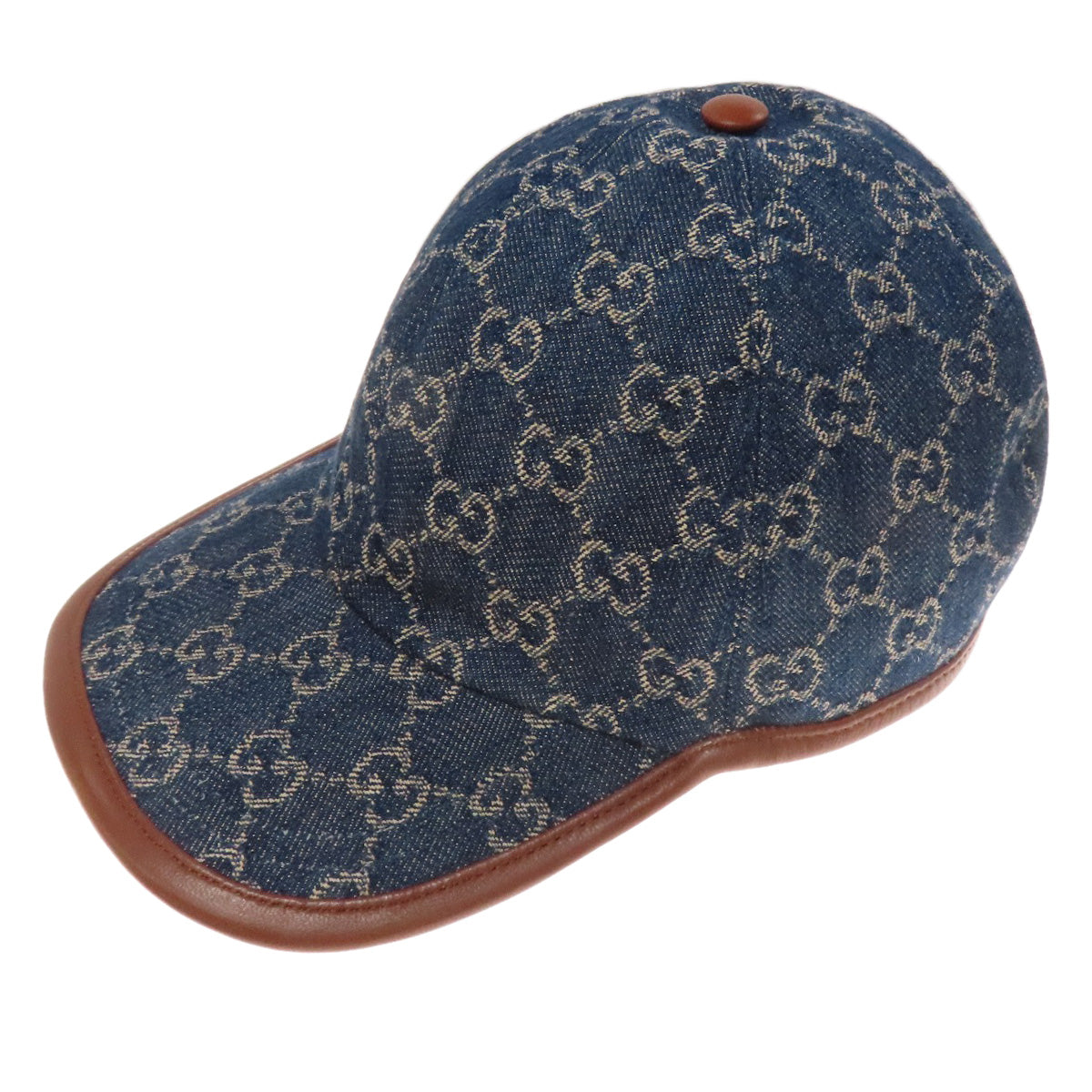 GUCCI hat 656206 canvas blue GG canvas baseball cap Women L59cm