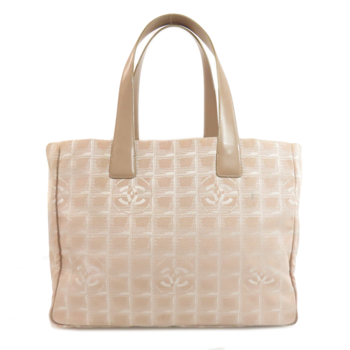 CHANEL Tote Bag Nylon jacquard beige New Travel Line MM