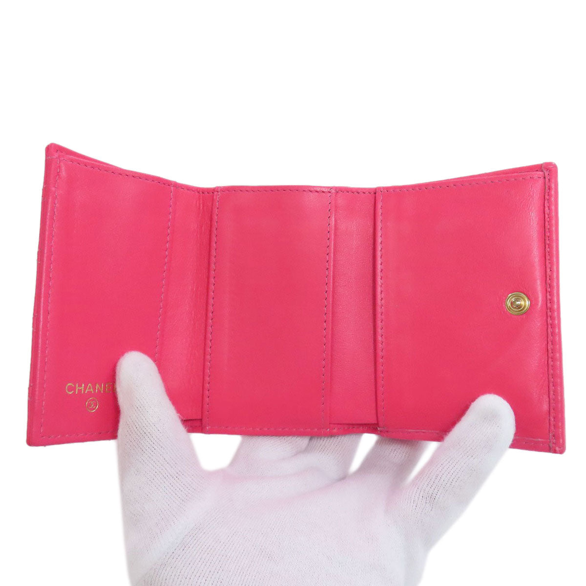 CHANEL Bifold Wallet Calfskin pink Tri-fold Boy Chanel Women