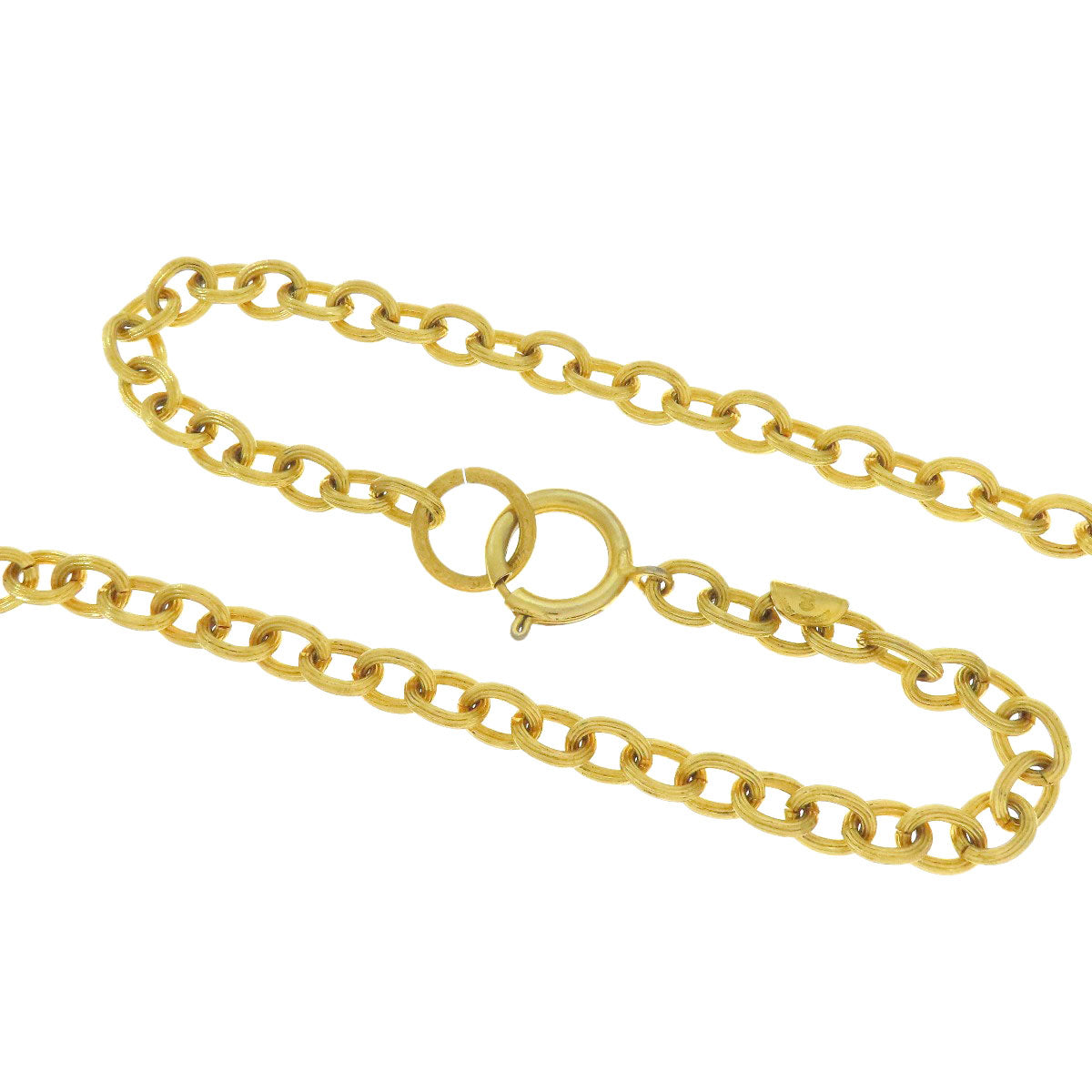 CHANEL Necklace metal gold Relief Matelasse Frame Round Reversible Pendant Women