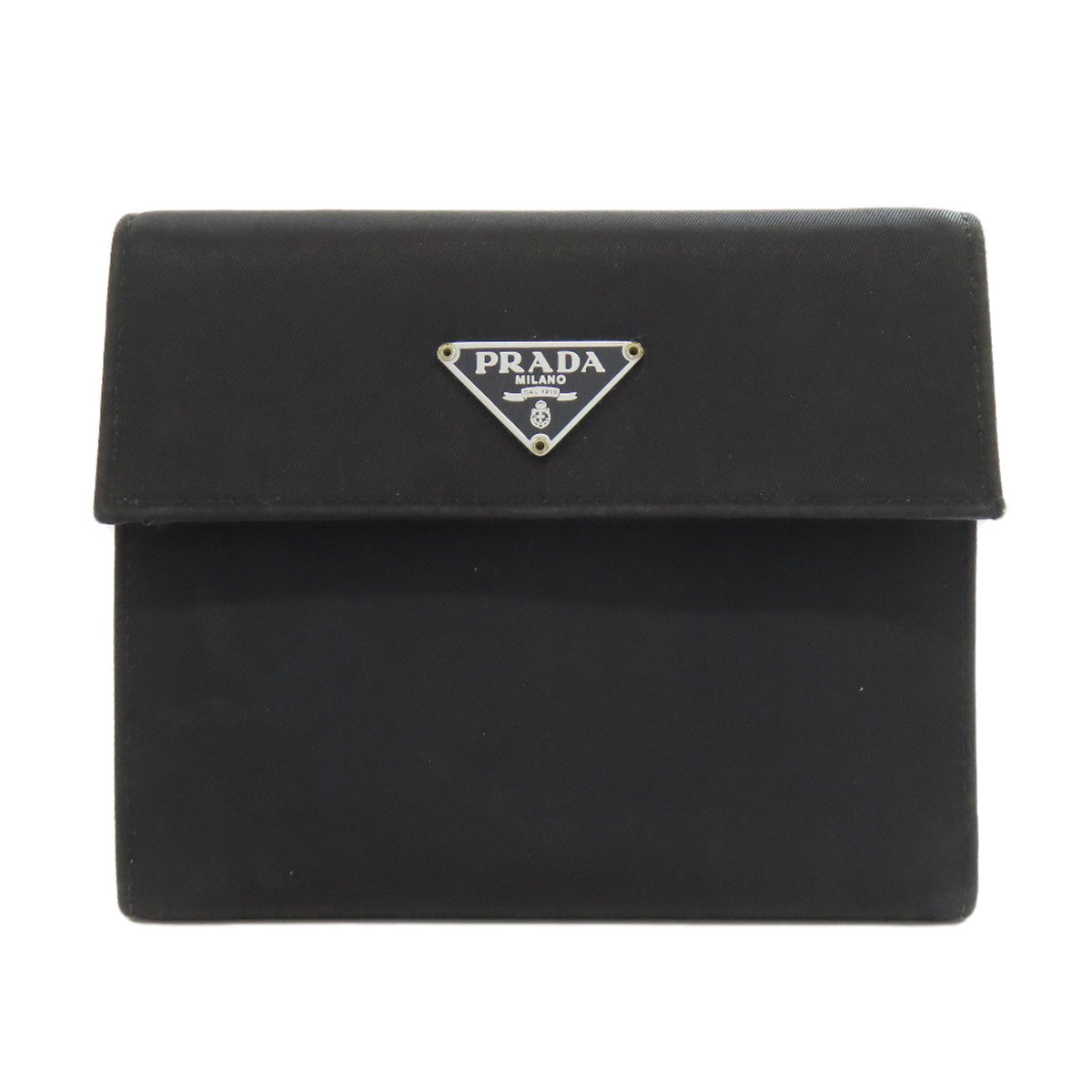 PRADA Bifold Wallet M170 Nylon black logoMetal Women