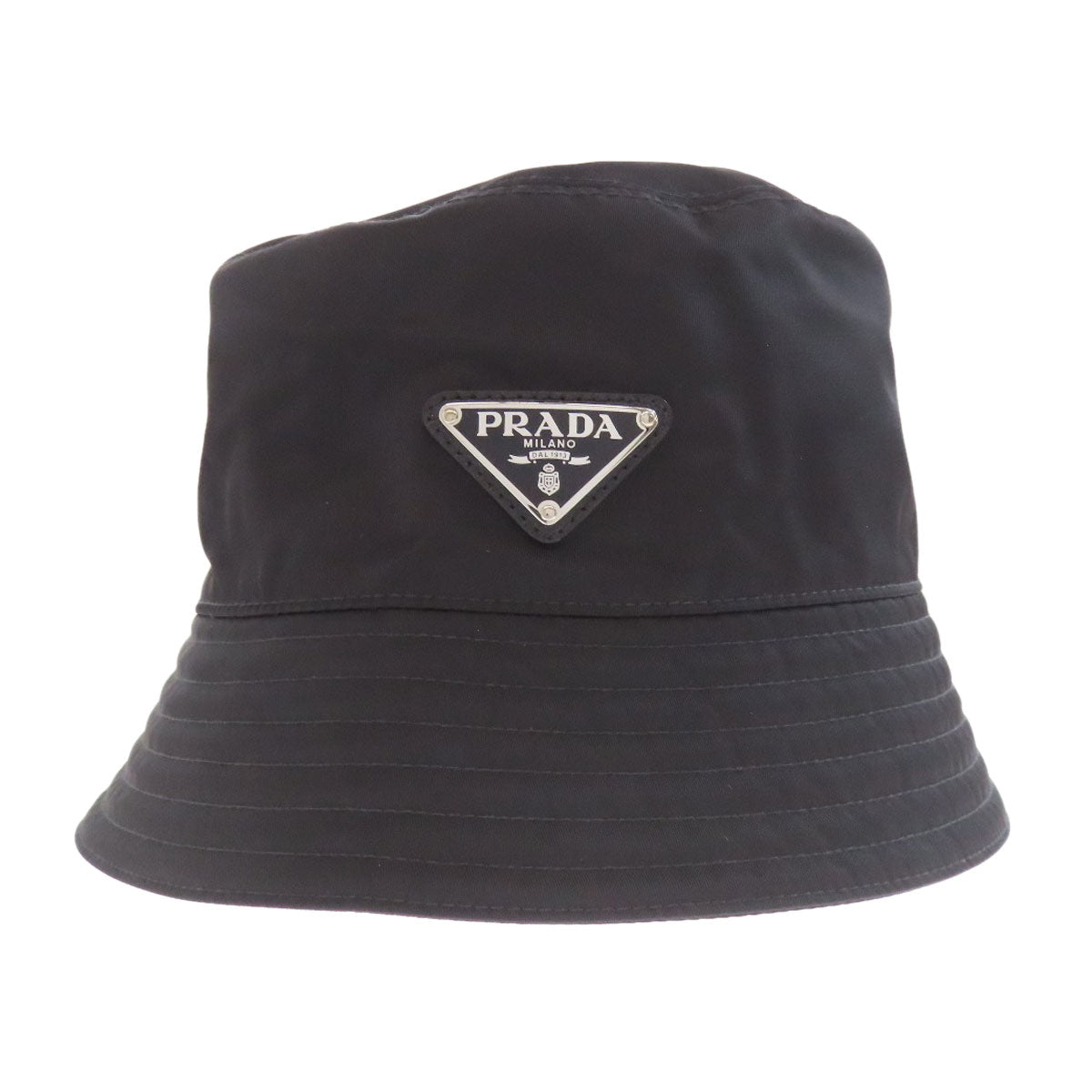 PRADA hat Nylon black logoMetal Baguette Hat S