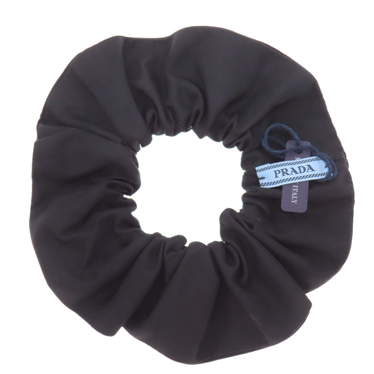 PRADA hair accessory Nylon black Scrunchie logo Metal Women