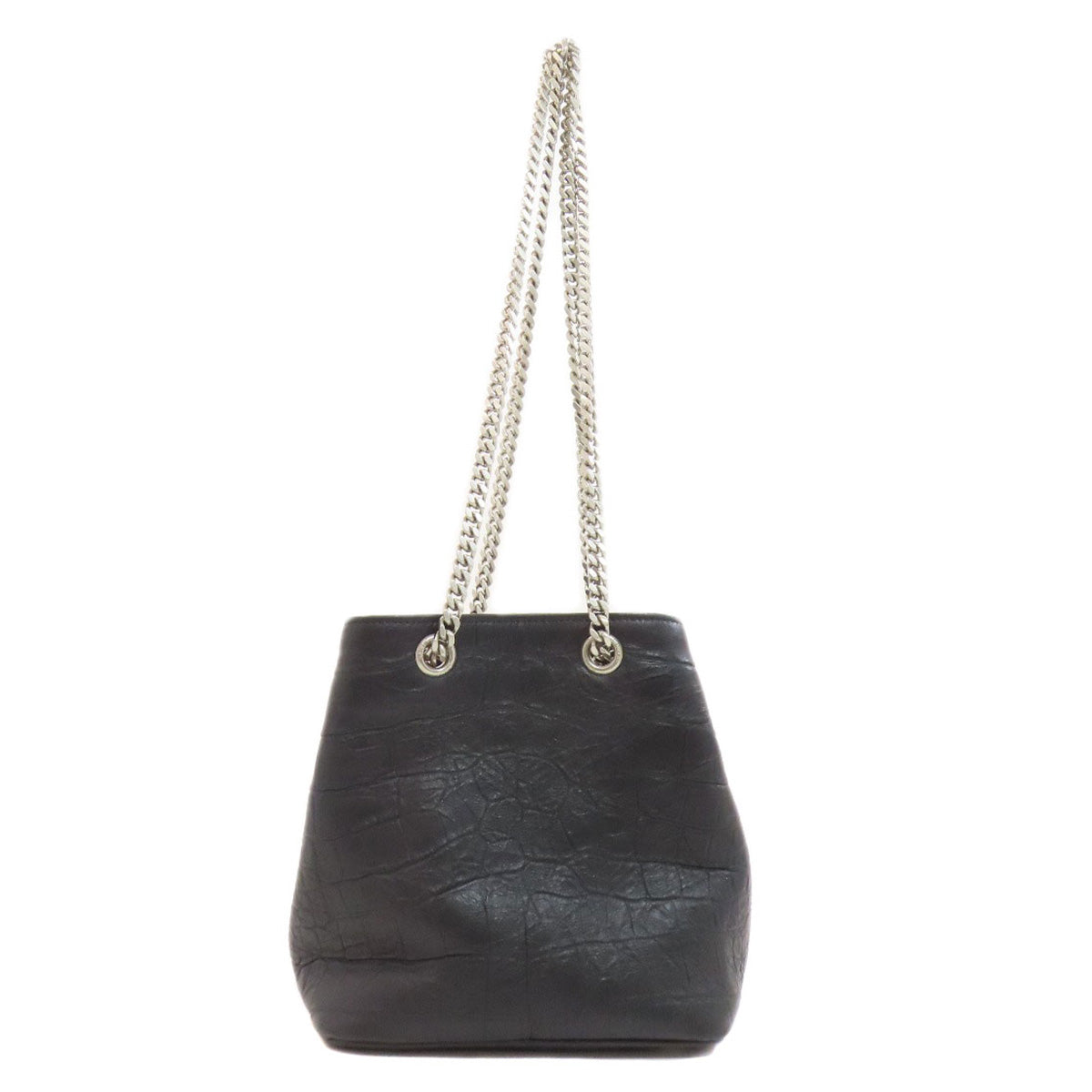 SAINT LAURENT Shoulder Bag leather black Embossed Chain