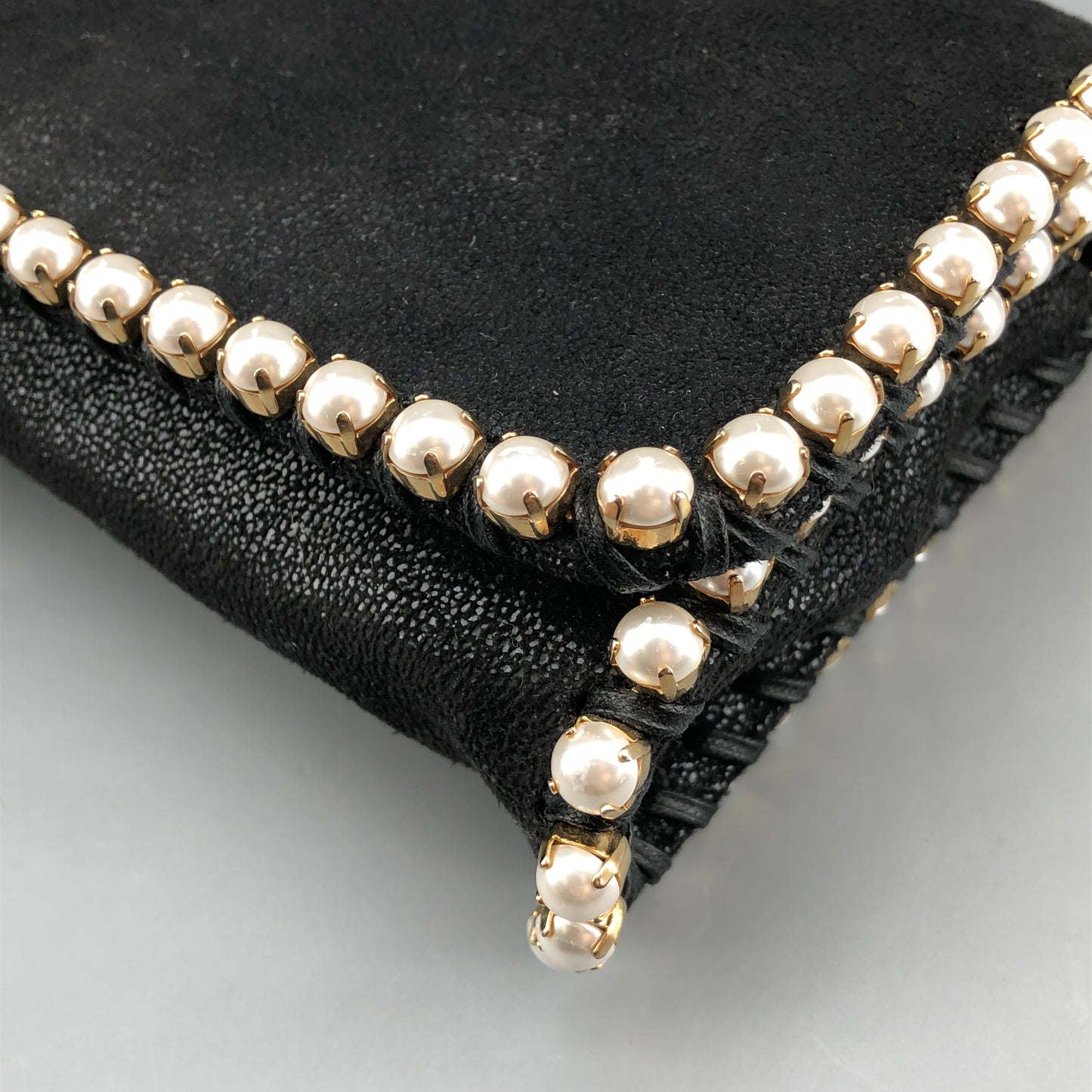 Stella McCartney Falabella Pearl-Trim Crossbody Bag Black/pearl