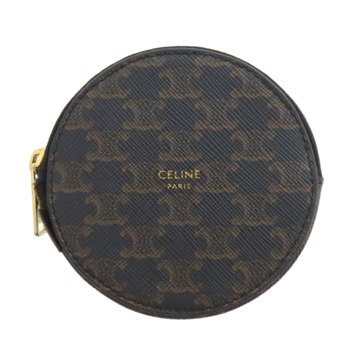 CELINE Coin case PVC Dark brown TriomphePattern Women