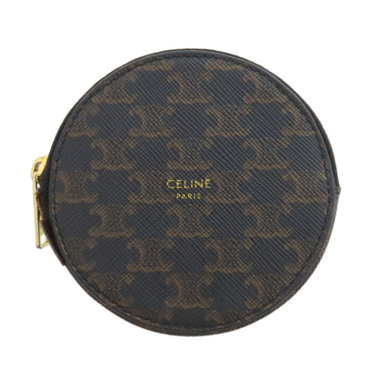CELINE Coin case PVC Dark brown TriomphePattern Women
