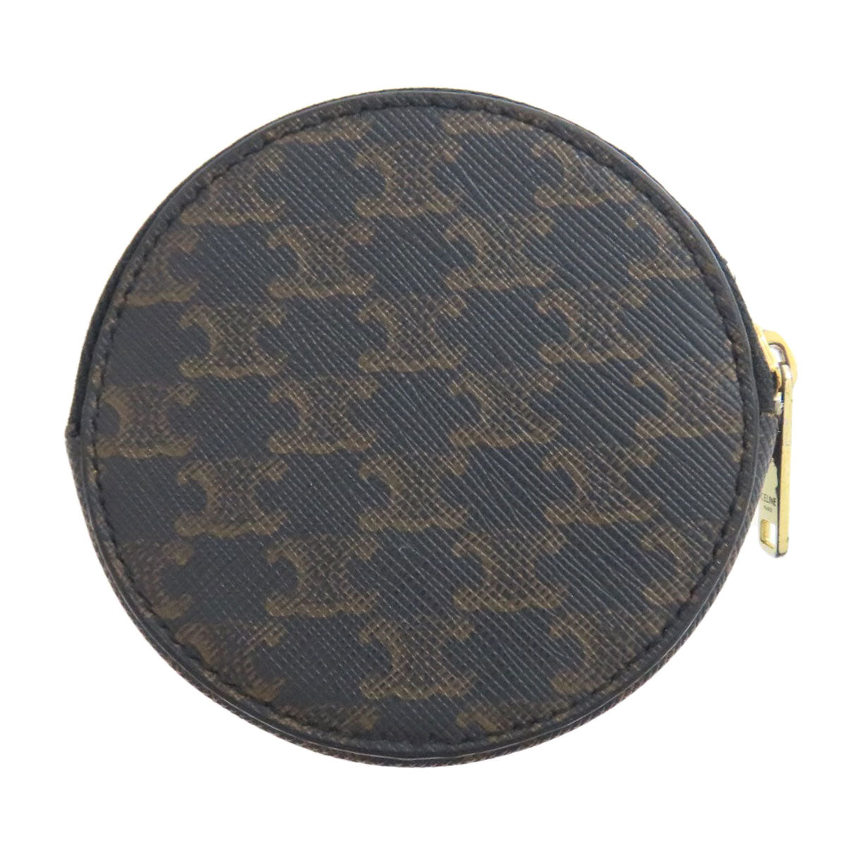 CELINE Coin case PVC Dark brown TriomphePattern Women