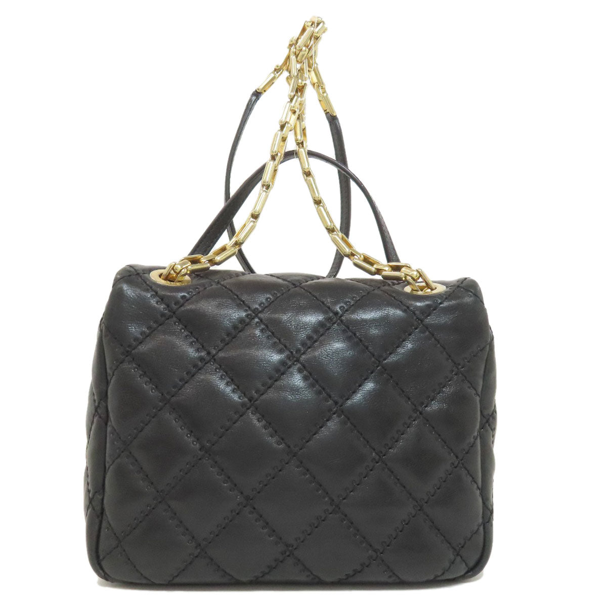 CHANEL Handbag Calfskin black Matelasse 2WAY Gold Metal Women