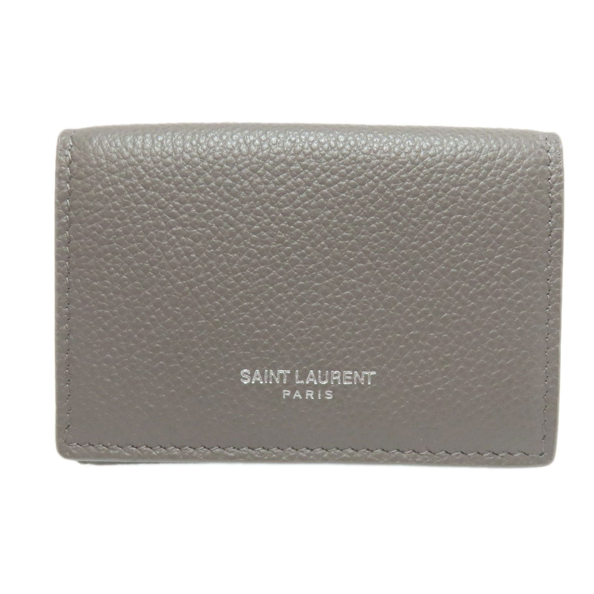 SAINT LAURENT Bifold Wallet leather gray Tri-fold logo Women