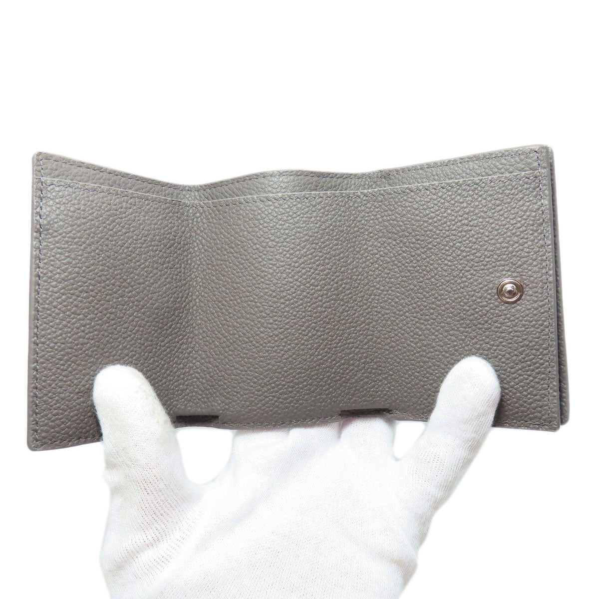 SAINT LAURENT Bifold Wallet leather gray Tri-fold logo Women