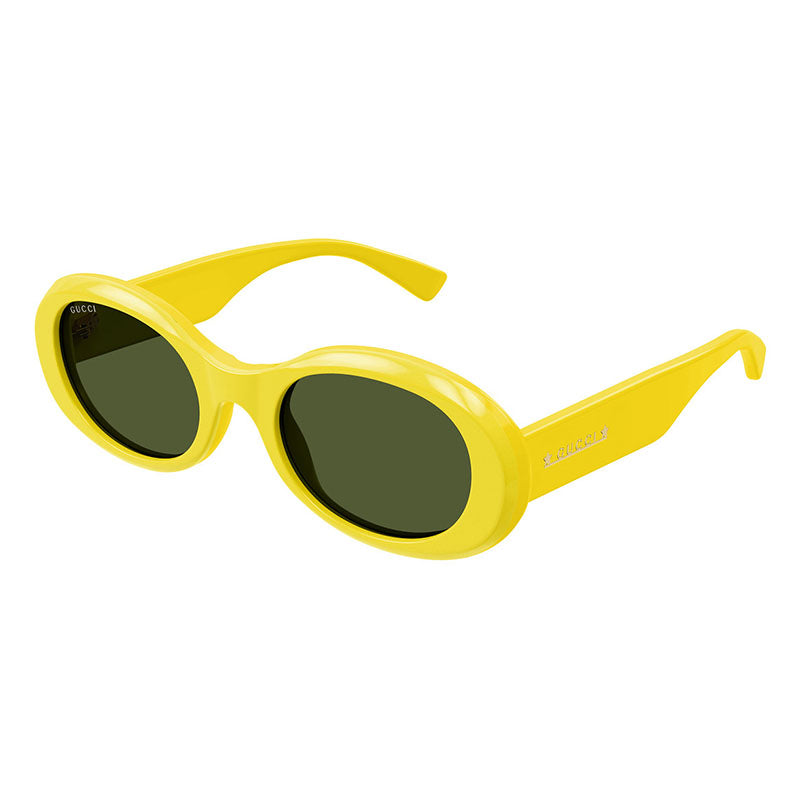 Gucci Sunglasses Oval Full Rim, Yellow Frame and Green Lens GG1587S004