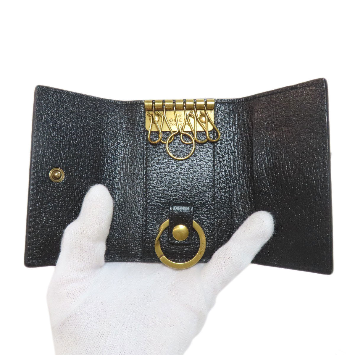 GUCCI Key case Key holder  435305 leather black GG Marmont Women