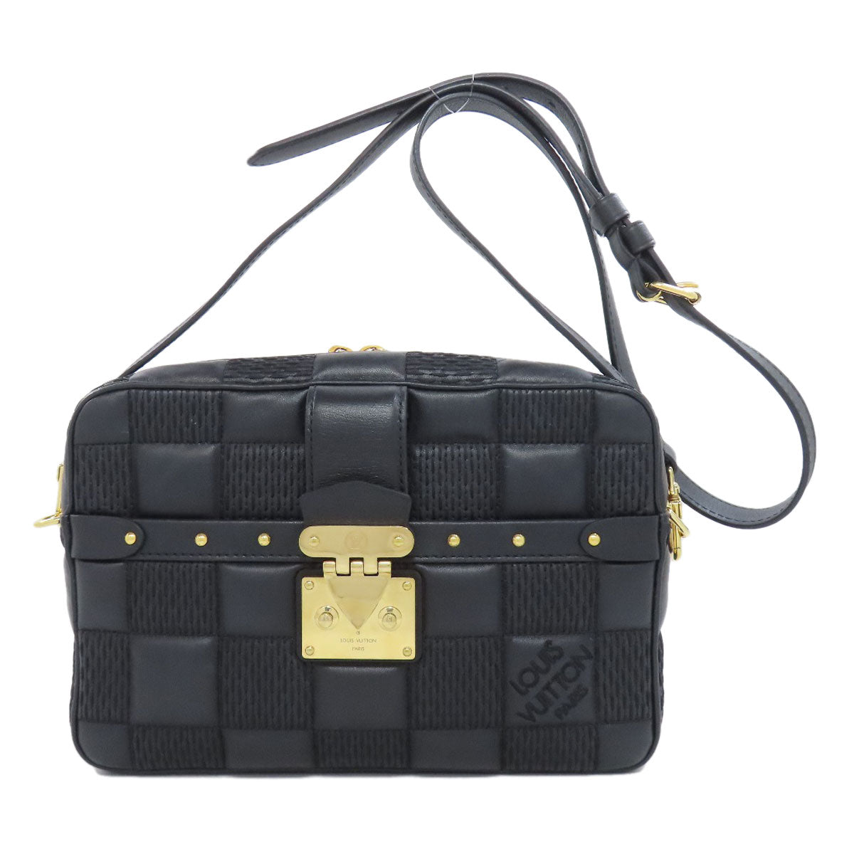 LOUIS VUITTON Shoulder Bag M59114 lambskin black Troca MM Women