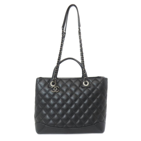 CHANEL Tote Bag lambskin black Matrasse 2WAY Women