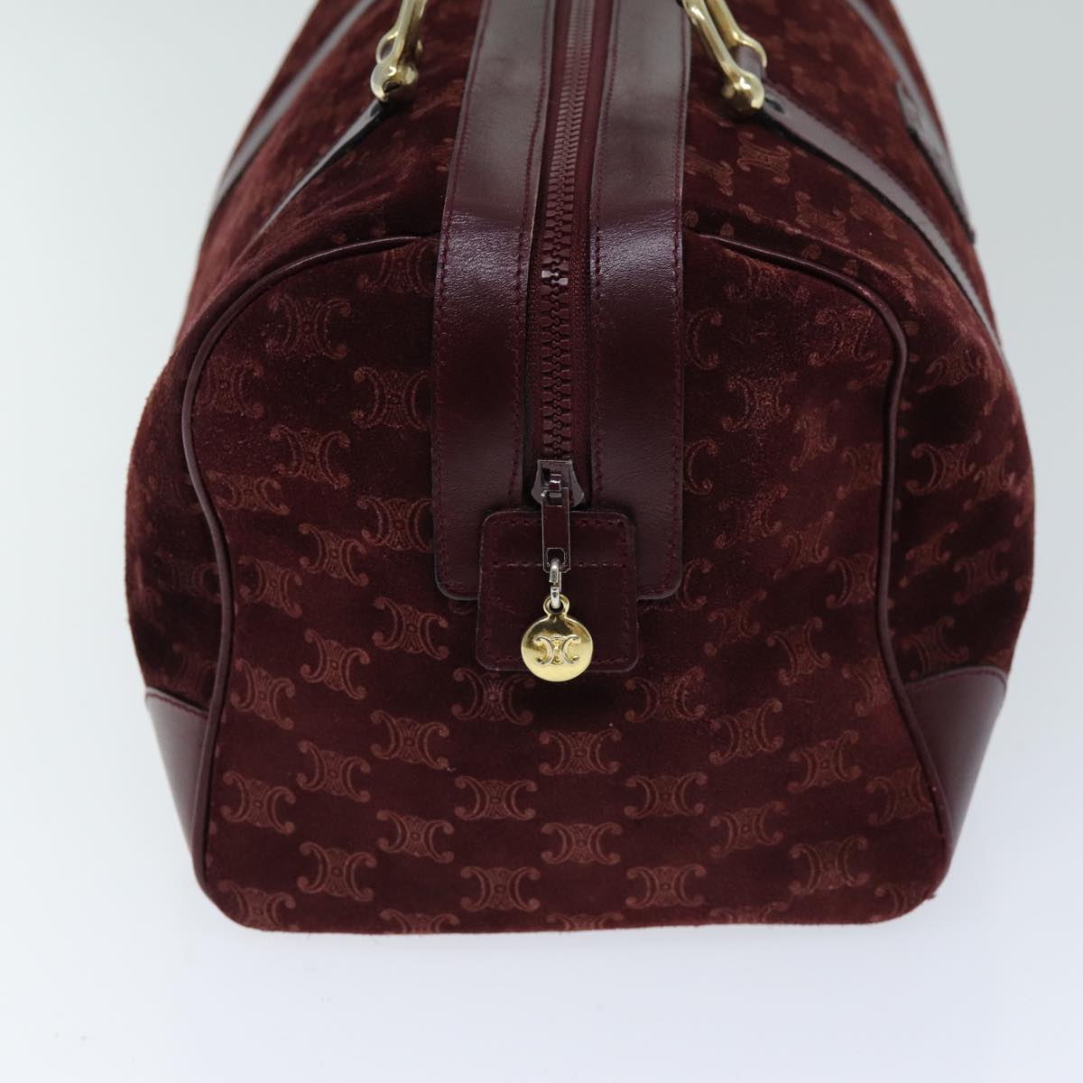 Luxury CELINE Macadam Canvas Boston Bag Bordeaux  75617