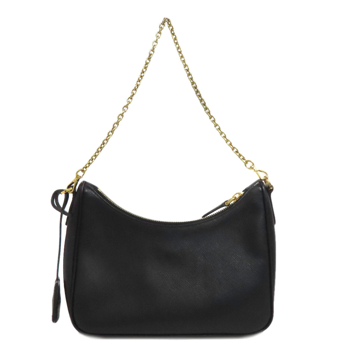 PRADA Shoulder Bag Safiano black logoMetal 2WAY Women