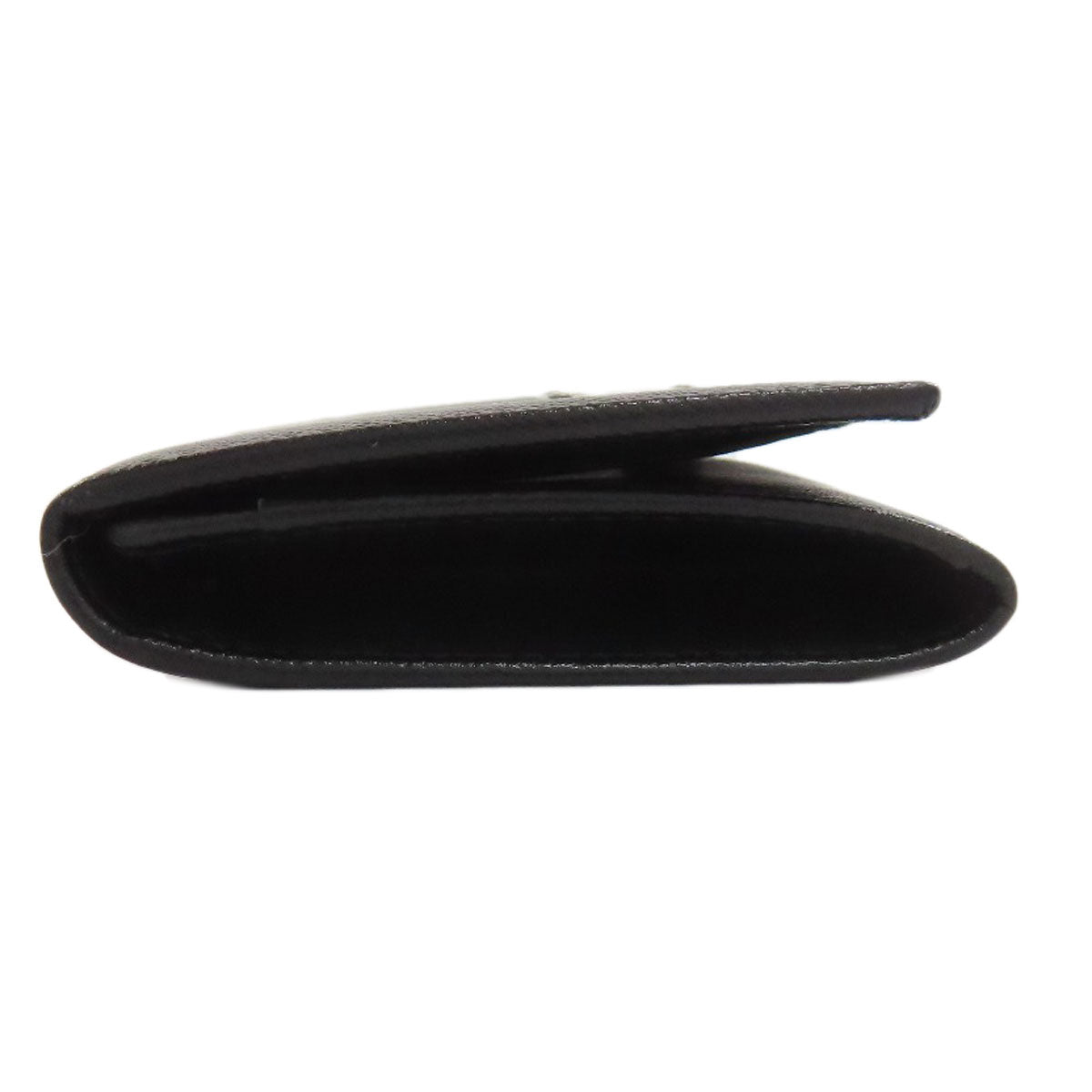 PRADA Card Case M504A Safiano black Business card holder logoMetal Women