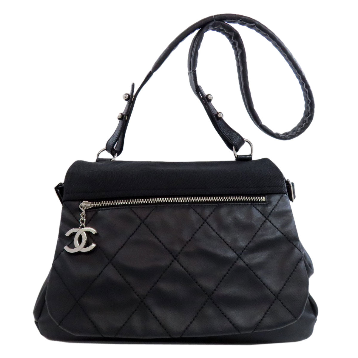 CHANEL Shoulder Bag Coated canvas black Paris Biarritz Shoulder