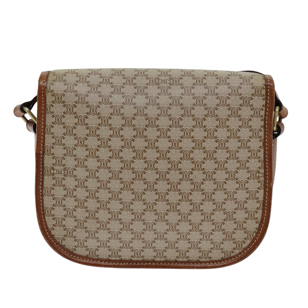 Luxury CELINE Macadam Canvas Shoulder Bag Beige  75626