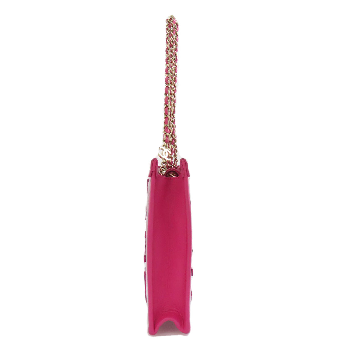 CHANEL Shoulder Bag Plastics, tweed x calfskin pink ChainShoulder Gold Metal Women