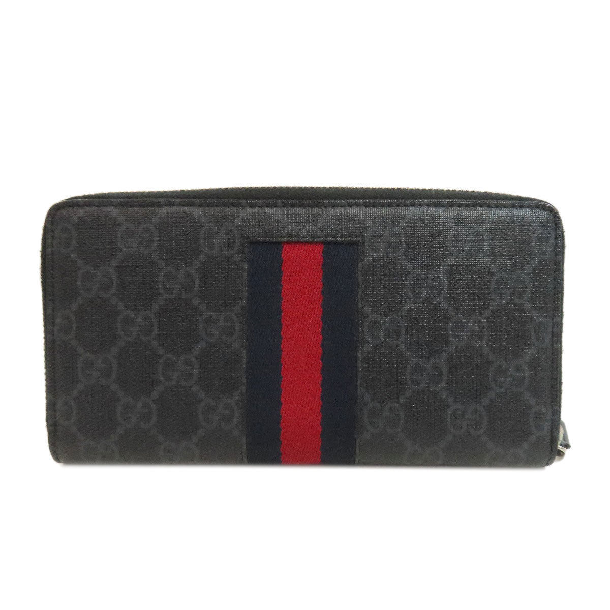GUCCI Long Wallet Purse 408831 PVC black GG Supreme Shelly Line mens