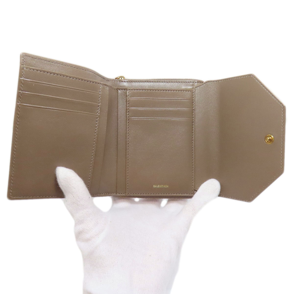 BALENCIAGA Bifold Wallet 753762 leather Brown logo Women