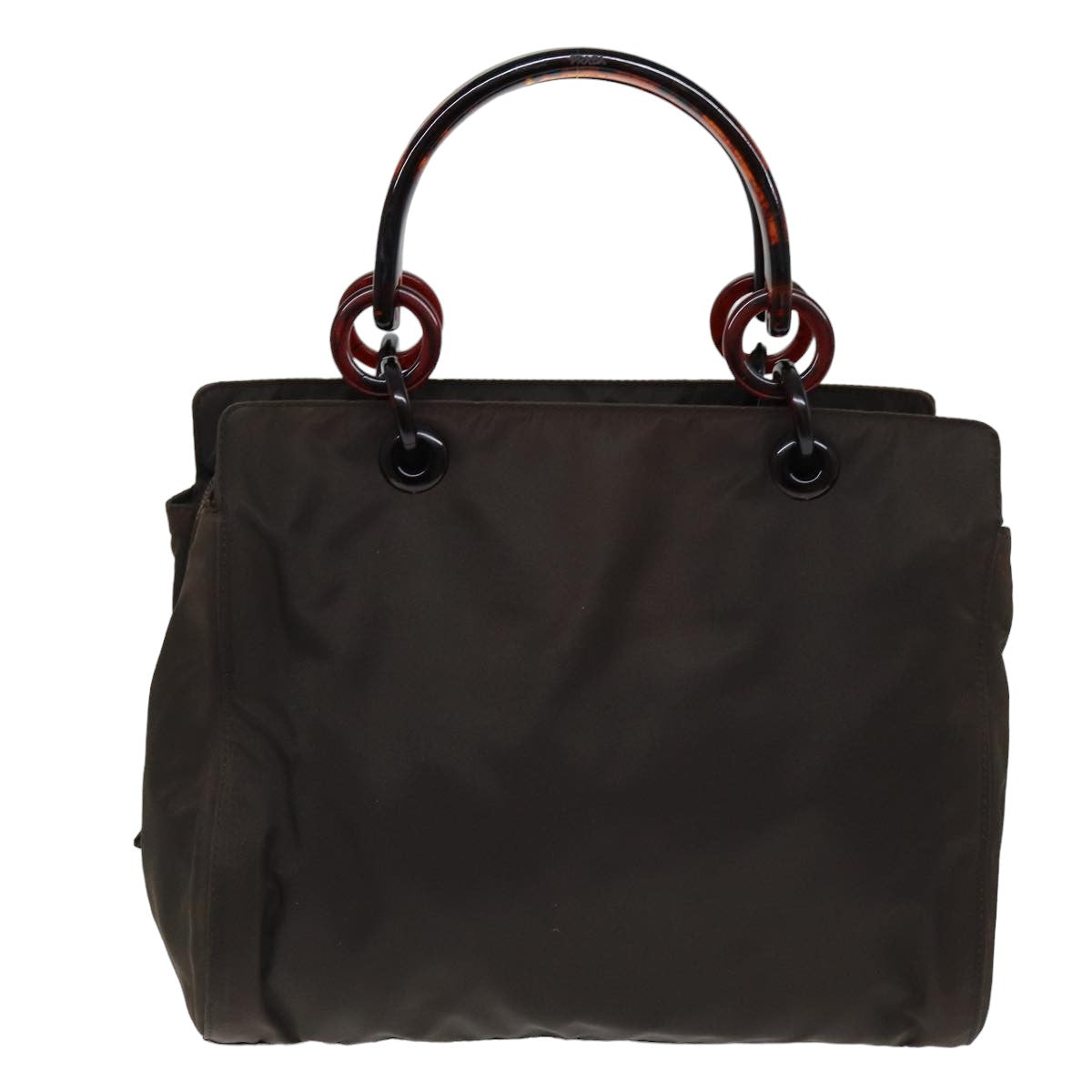 PRADA Hand Bag Nylon Brown Auth 75646