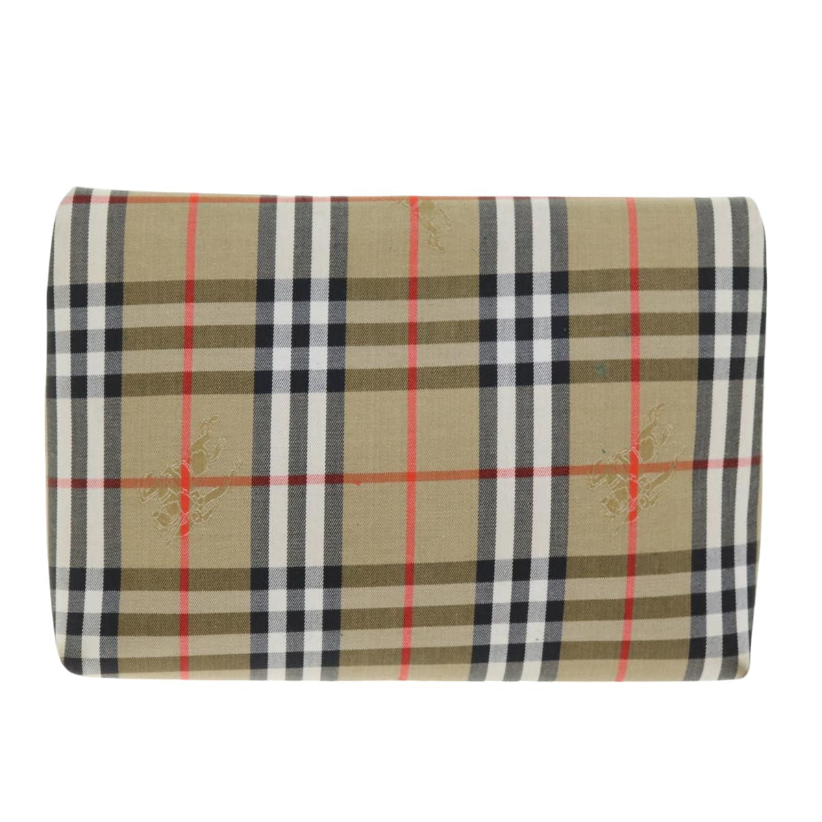 Luxury BurberrySs Nova Check Clutch Bag Canvas Beige Auth 75664