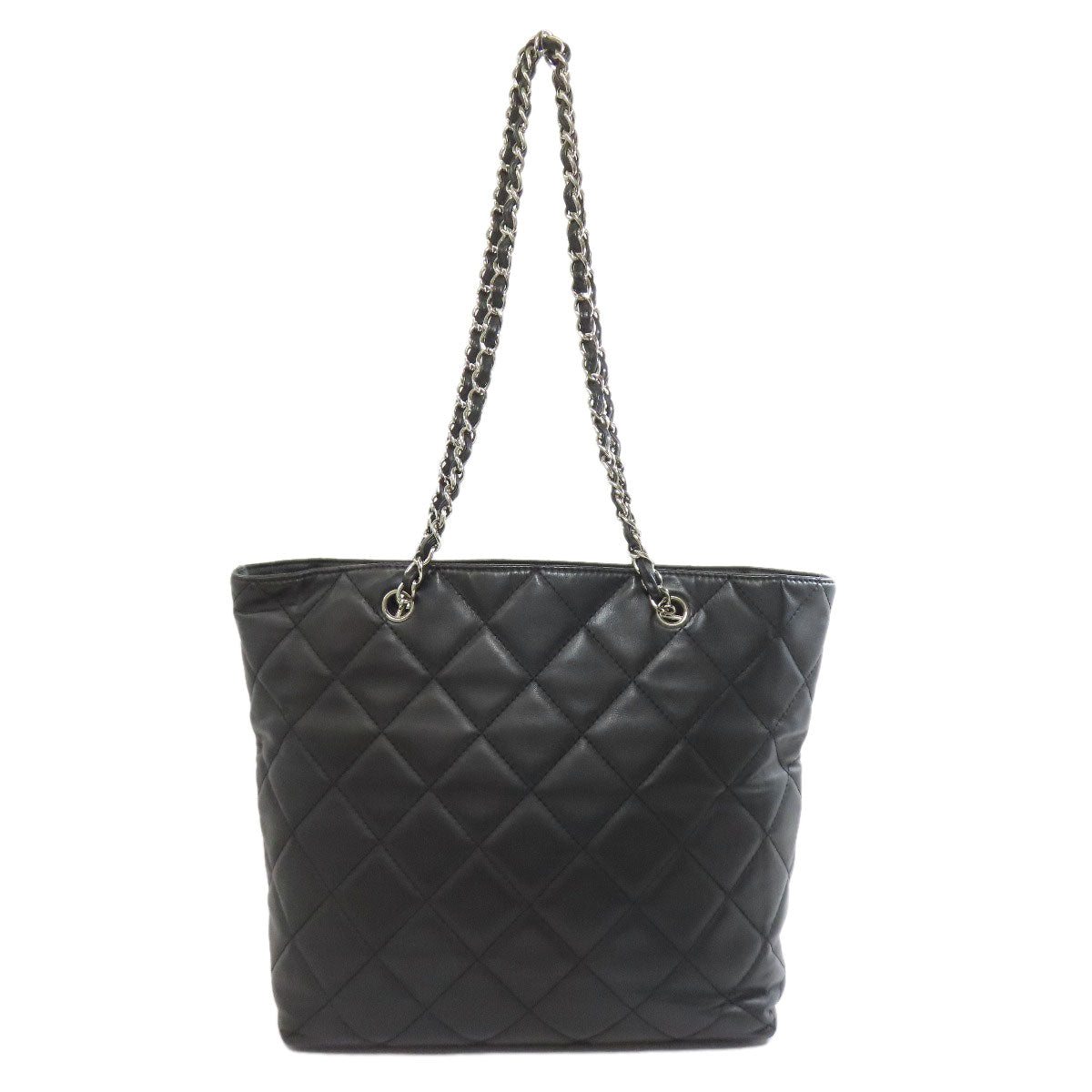 CHANEL Tote Bag lambskin black Matelasse Chain Bag SilverMetal