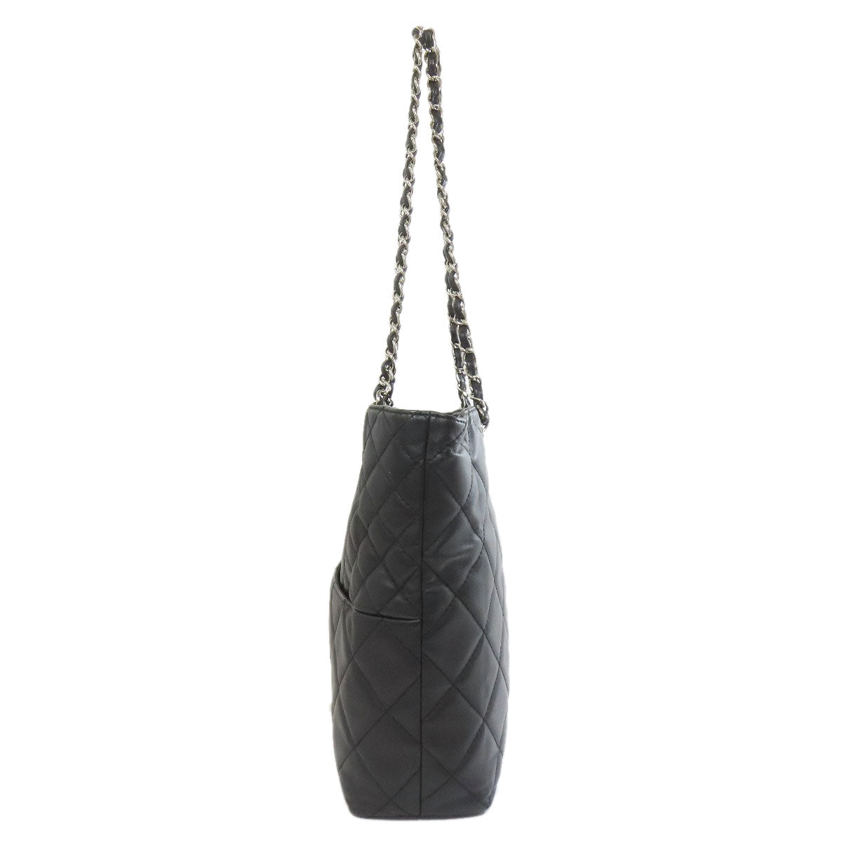CHANEL Tote Bag lambskin black Matelasse Chain Bag SilverMetal