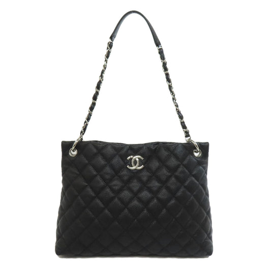 CHANEL Tote Bag Grained Calfskin Skin black Matelasse Chain Bag SilverMetal