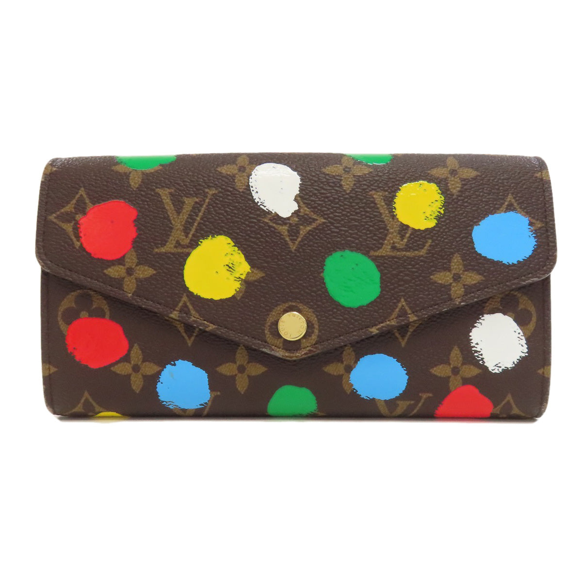 LOUIS VUITTON Long Wallet Purse M81980 Monogram canvas Brown Portefeuille・Sarah collaboration with Yayoi Kusama