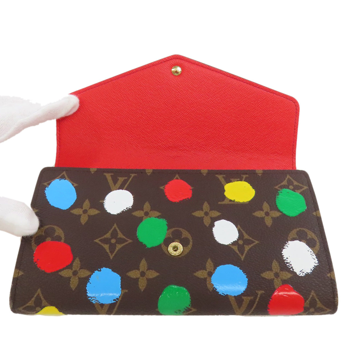 LOUIS VUITTON Long Wallet Purse M81980 Monogram canvas Brown Portefeuille・Sarah collaboration with Yayoi Kusama