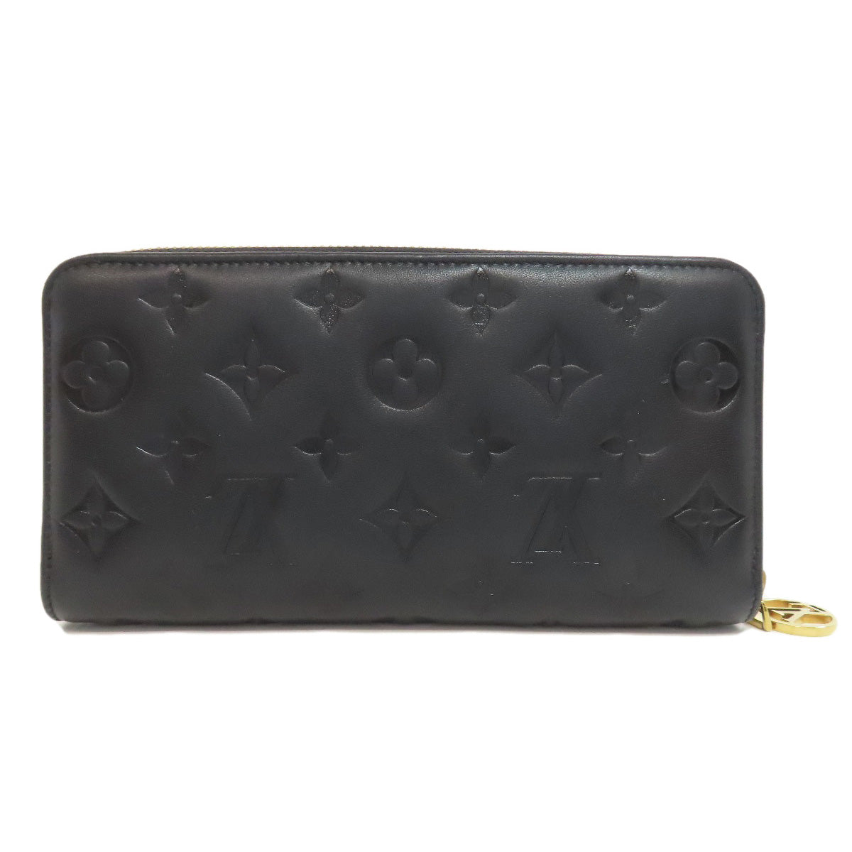 LOUIS VUITTON Long Wallet Purse M81510 Lamb leather black Zippy wallet