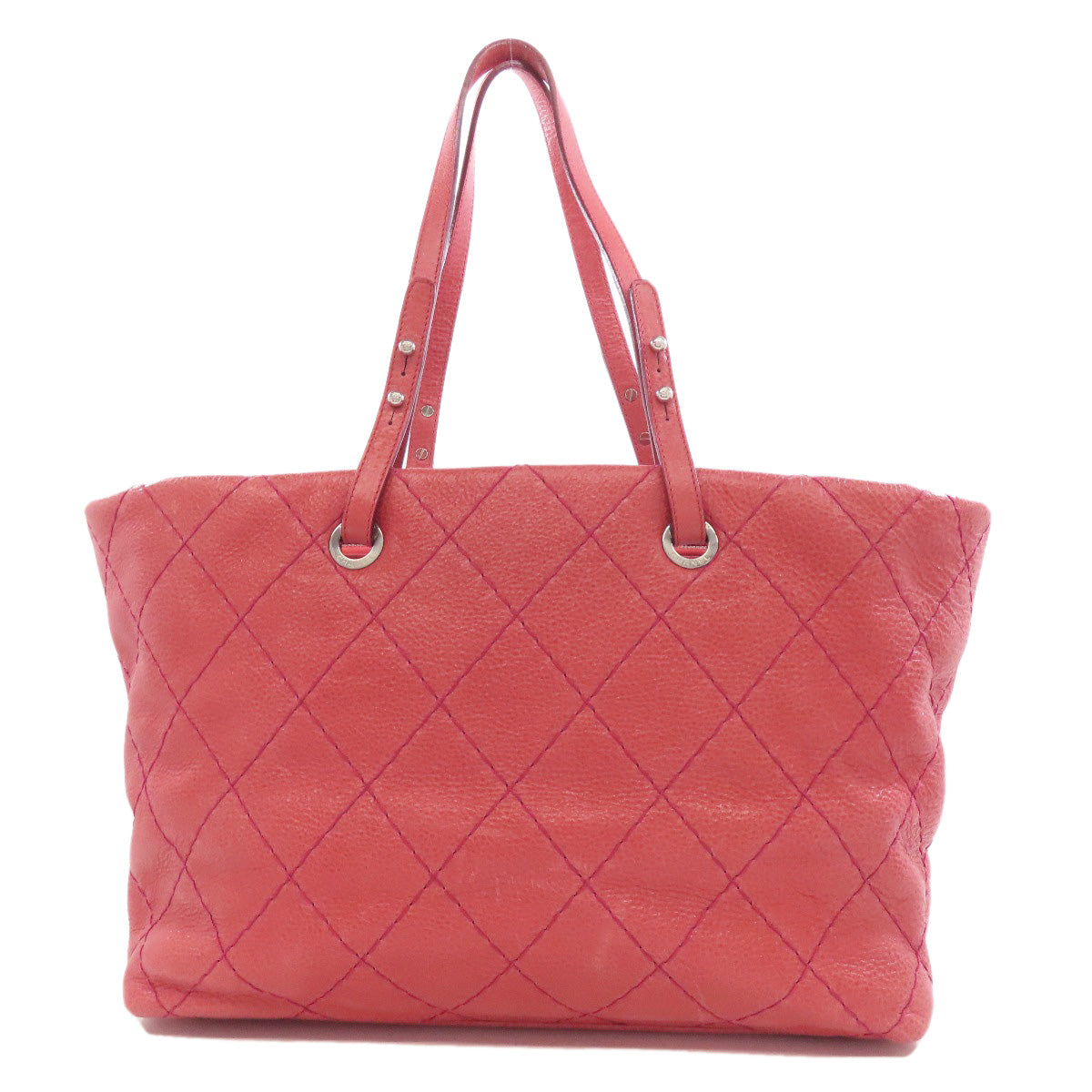 CHANEL Tote Bag Calfskin pink On the Road Matelasse Silver Metal