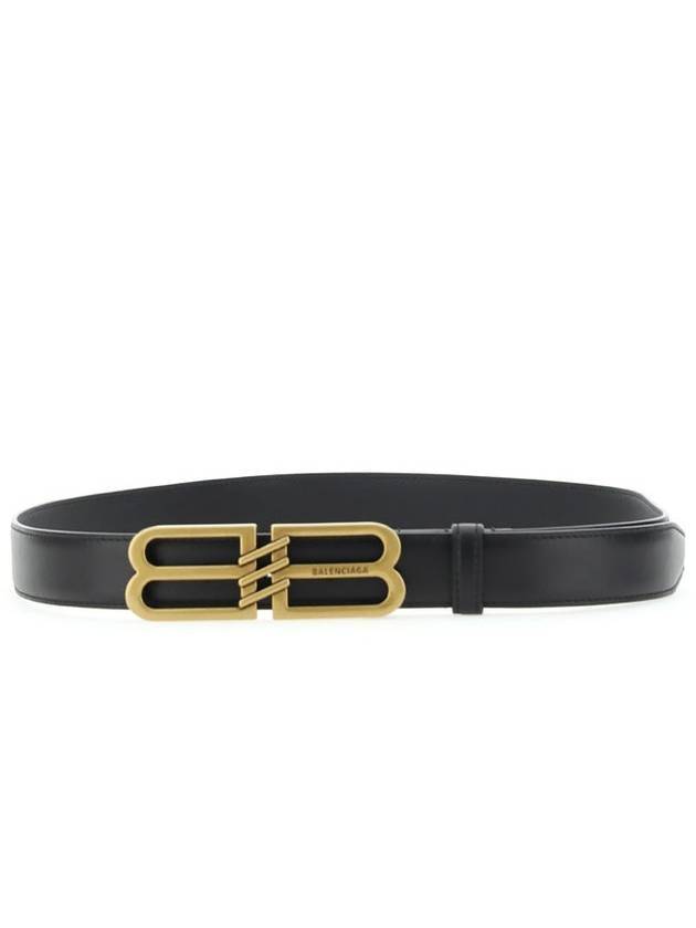 Luxury Balenciaga Trending 2026 BB Signature 30 Buckle Leather Belt Black