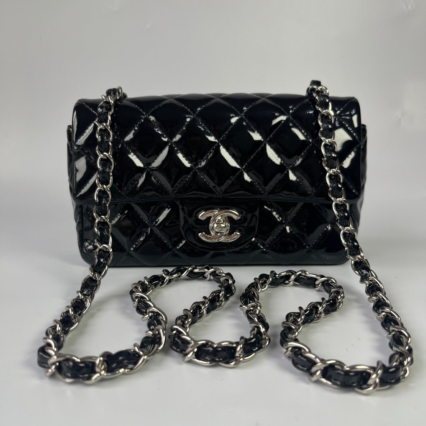 [NOT FOR SALE] Part 2/3 Chanel Classic Flap Rectangular Mini Black Patent Leather Silver Hardware, 2013-2014