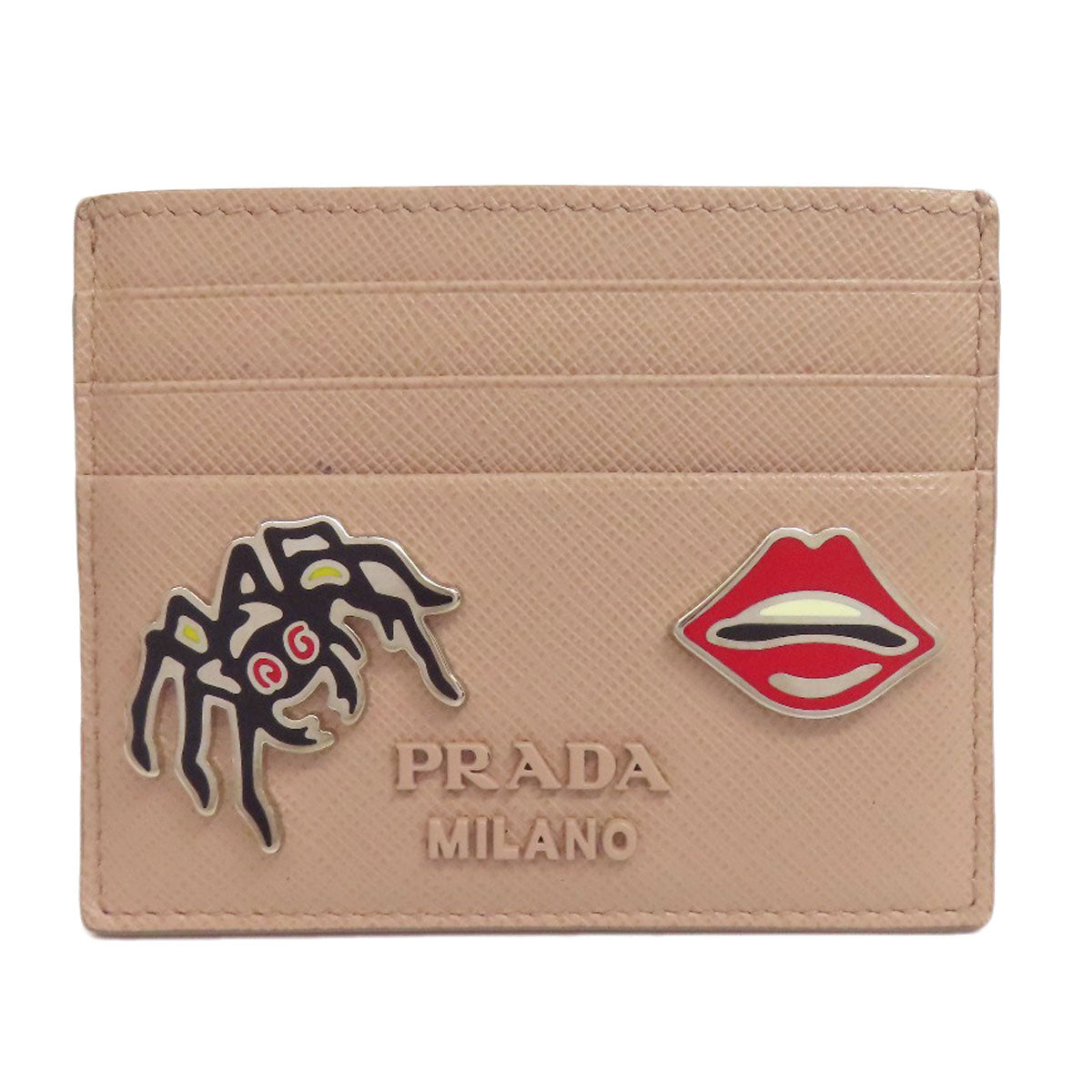 PRADA Card Case 1MC025 Safiano beige Lip Spider