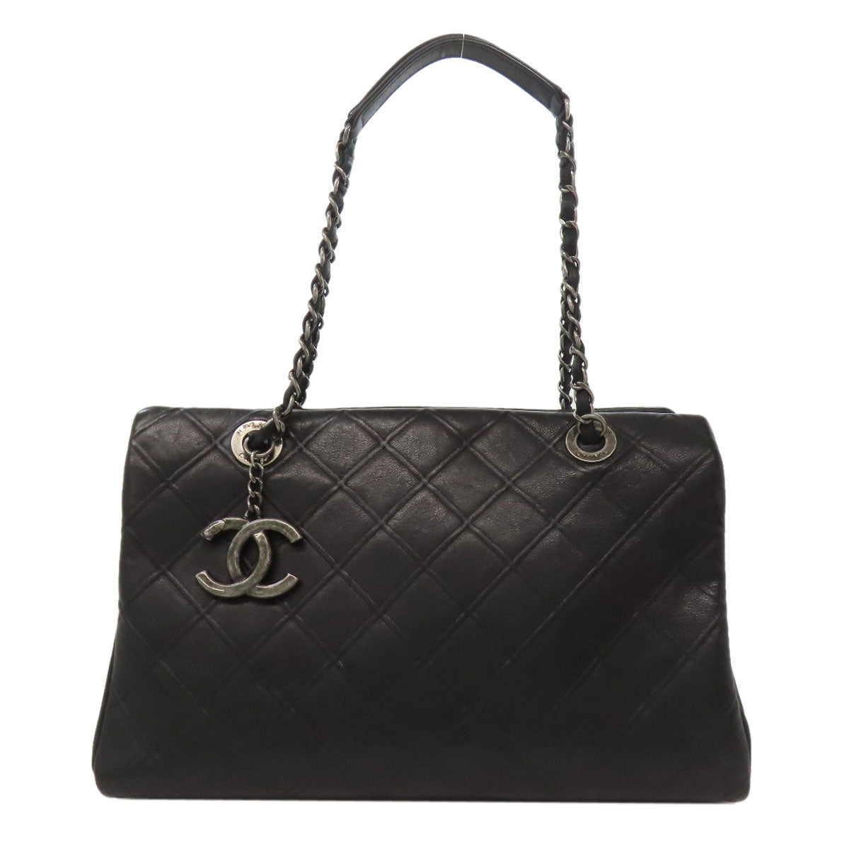 CHANEL Handbag Calfskin black ChainShoulder COCO Mark SilverMetal