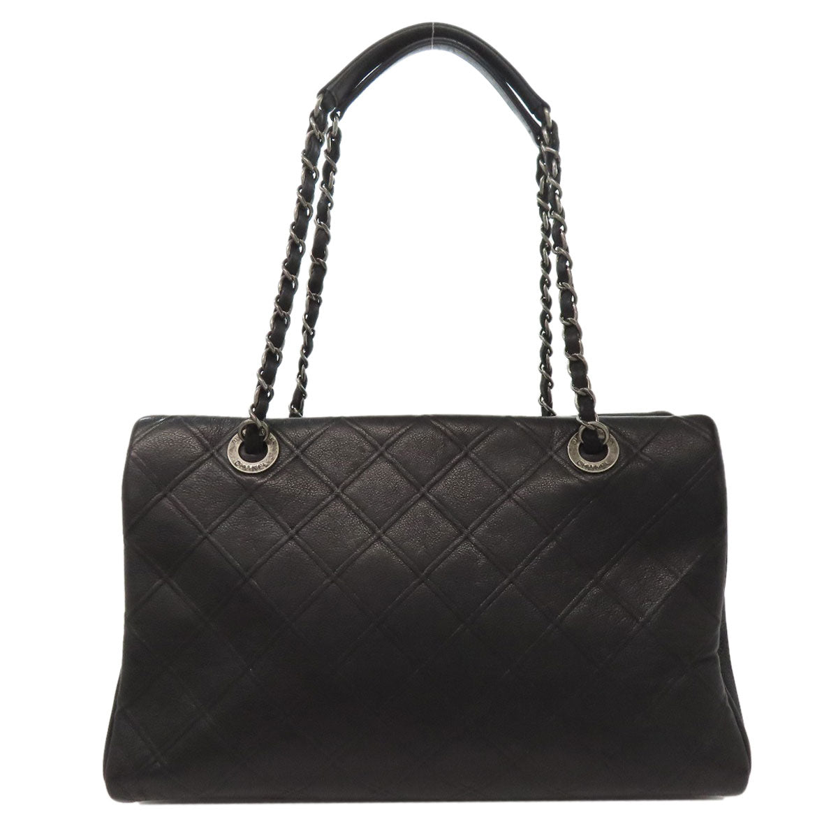 CHANEL Handbag Calfskin black ChainShoulder COCO Mark SilverMetal