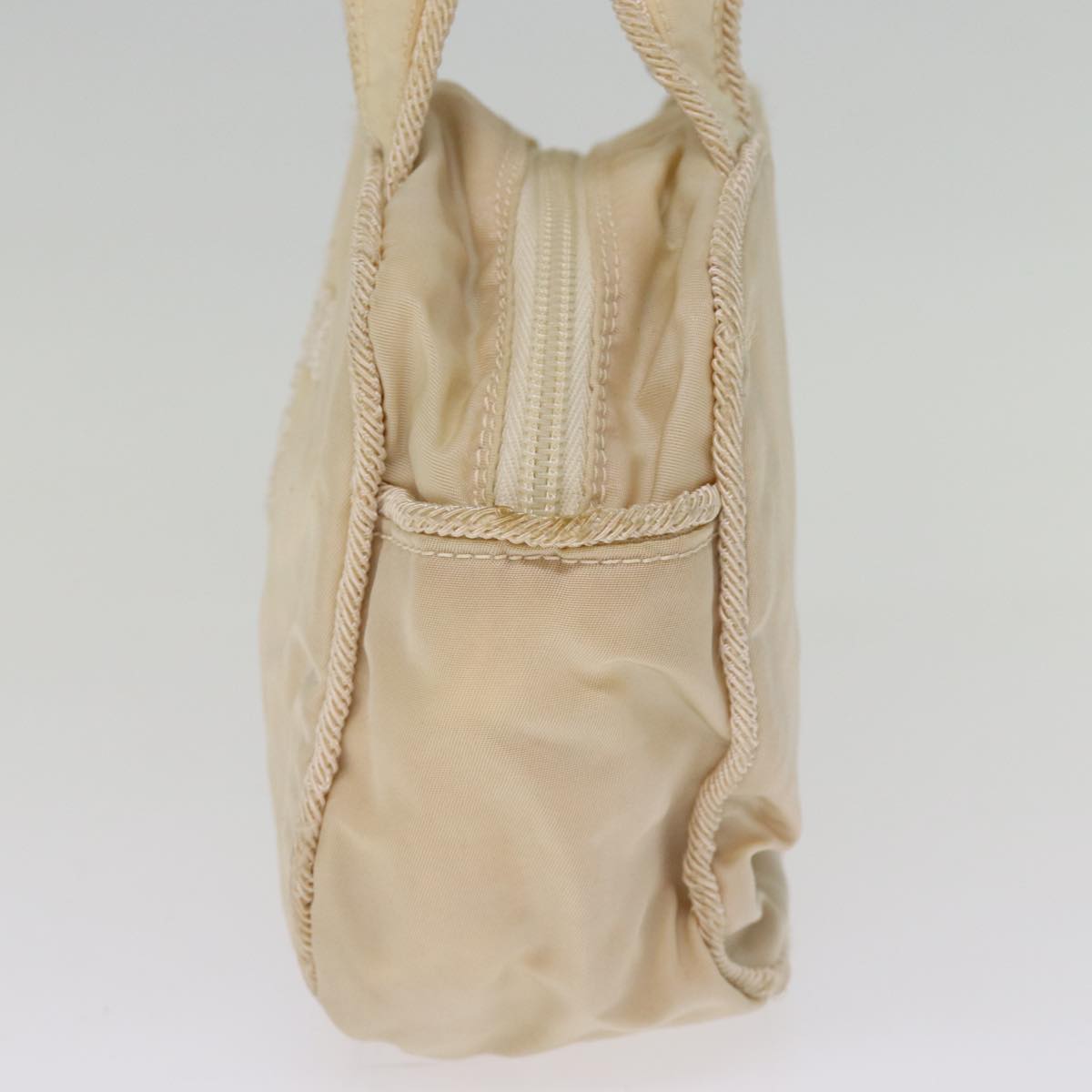 PRADA Hand Bag Nylon Beige Auth 75889