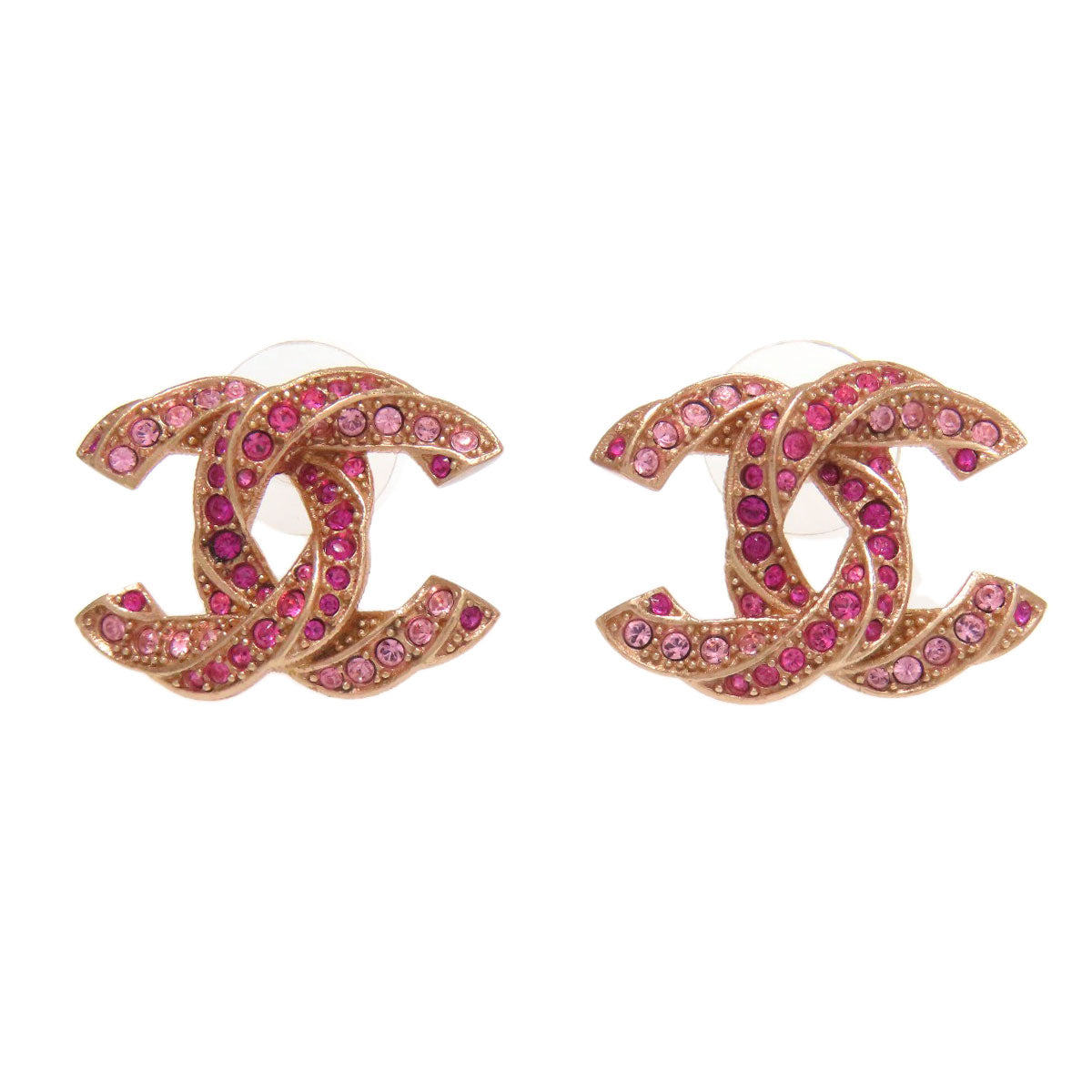 CHANEL Pierce metallic gold COCO Mark rhinestone