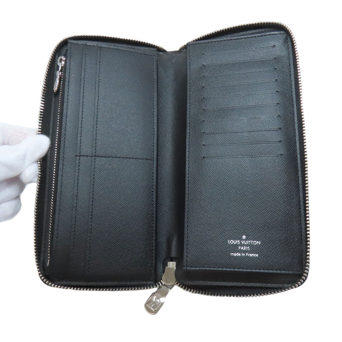 LOUIS VUITTON Long Wallet Purse Damier canvas black Zippy wallet Ã£ÂÂ» Vertical