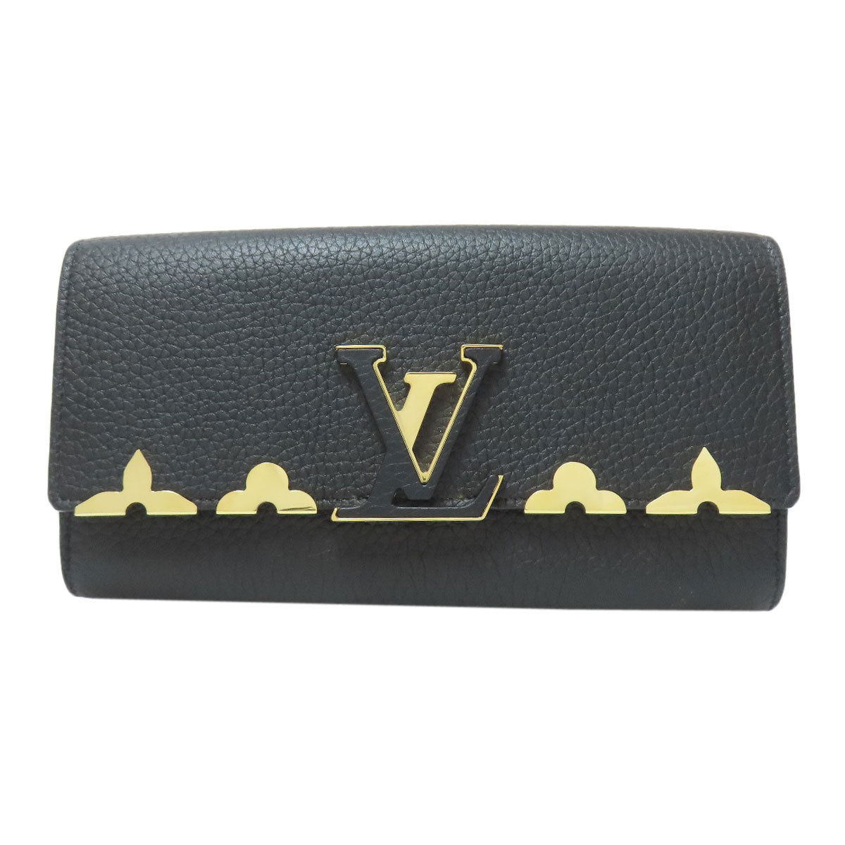 LOUIS VUITTON Long Wallet Purse M64551 Taurillon Clemence black Portefeuille Capsine