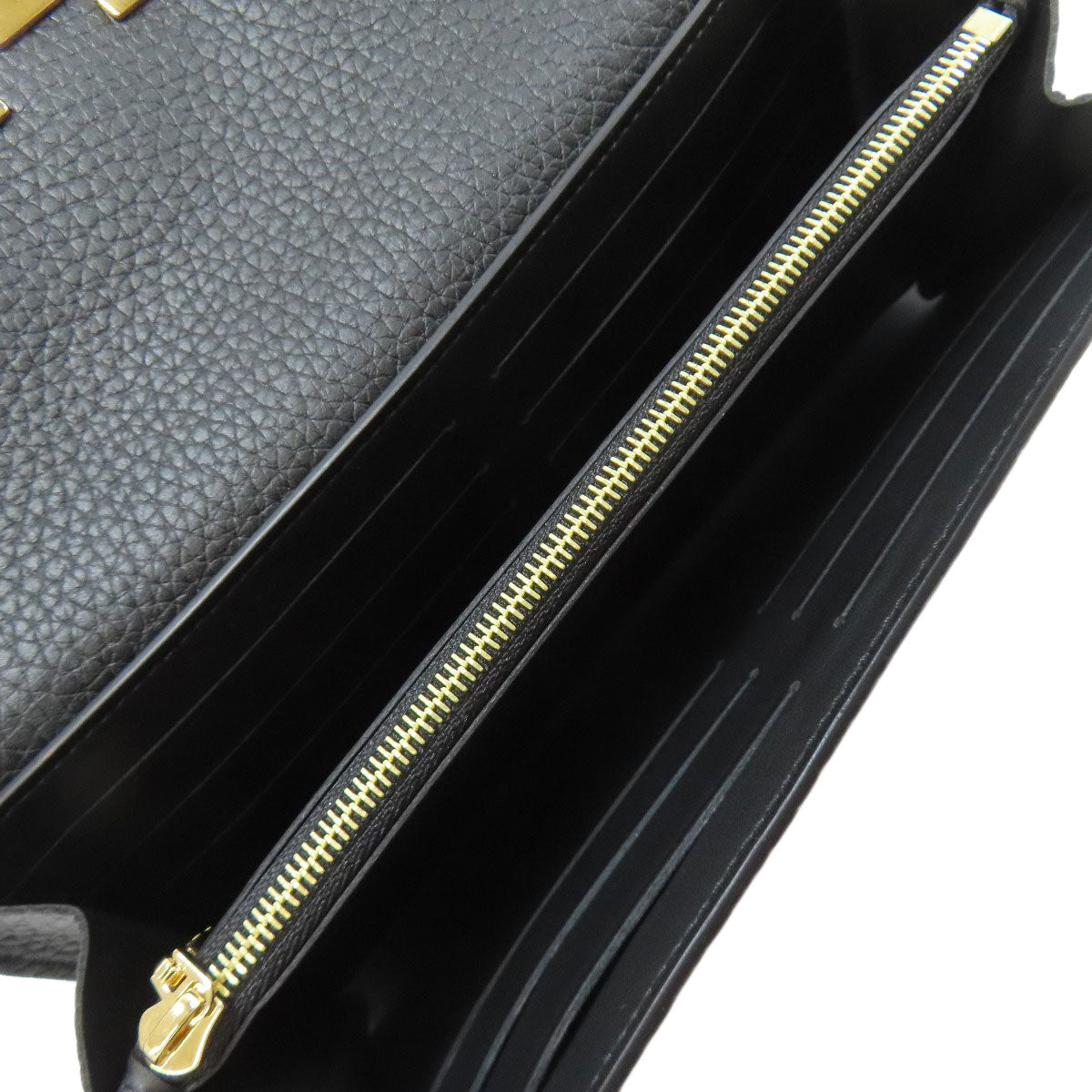LOUIS VUITTON Long Wallet Purse M64551 Taurillon Clemence black Portefeuille Capsine