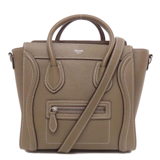 CELINE Handbag Calfskin Brown Luggage nano 2 WAY