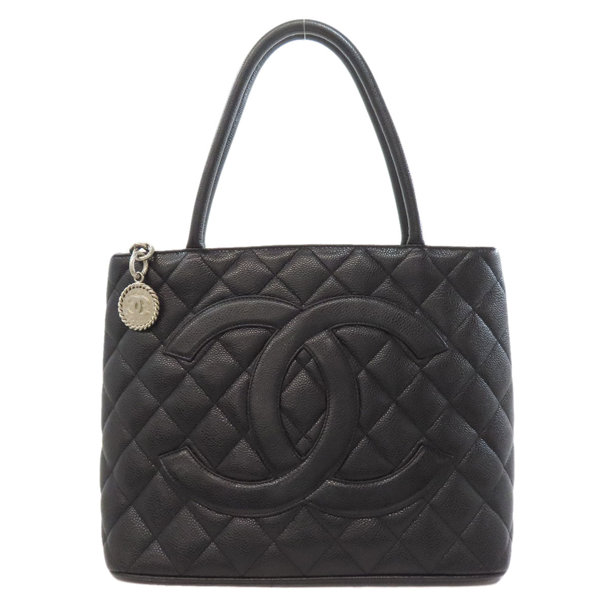 CHANEL Tote Bag Grained Calfskin Skin black Replica Tote SilverMetal