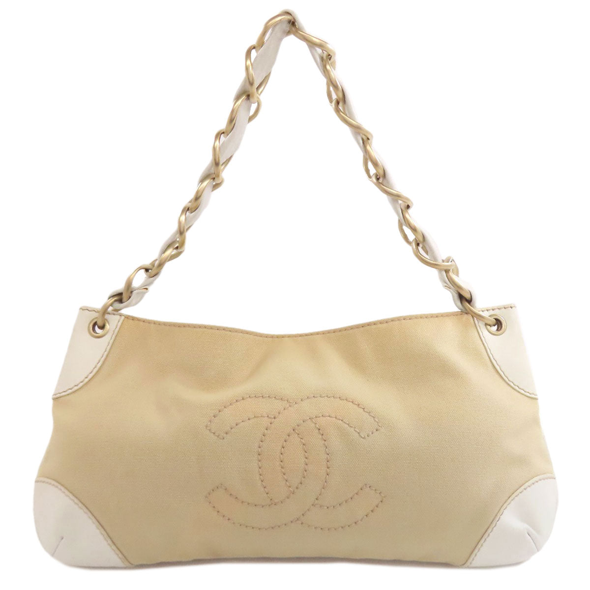 CHANEL Handbag canvas beige COCO Mark Gold Metal