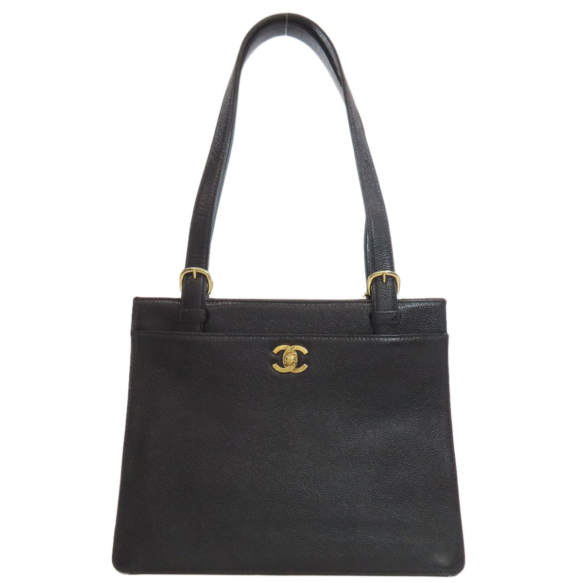 CHANEL Tote Bag Grained Calfskin Skin black COCO Mark Gold Metal